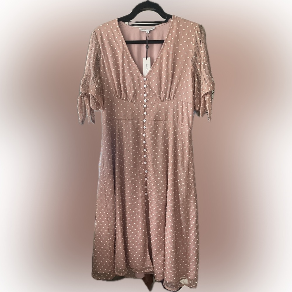 Heartloom Cottagecore Blush Pink Jayden Midi Dress L